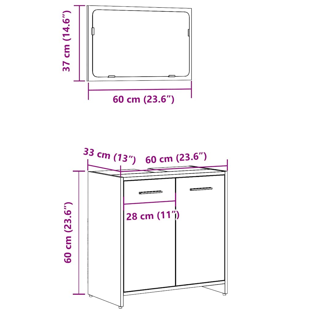 vidaXL Bathroom Cabinet with Mirror Artisan Oak Engineered Wood