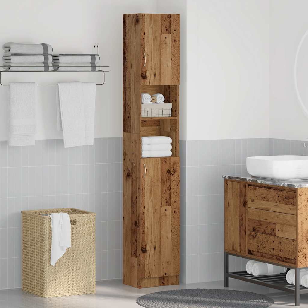 vidaXL Bathroom Cabinet Old Wood 32x25,5x190 cm Engineered Wood
