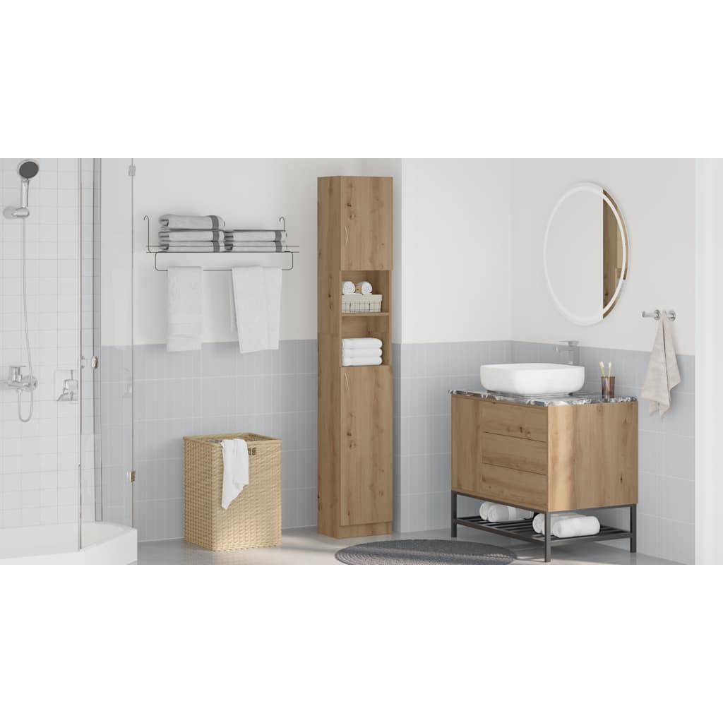 vidaXL Bathroom Cabinet Artisan Oak 32x25.5x190 cm Engineered Wood