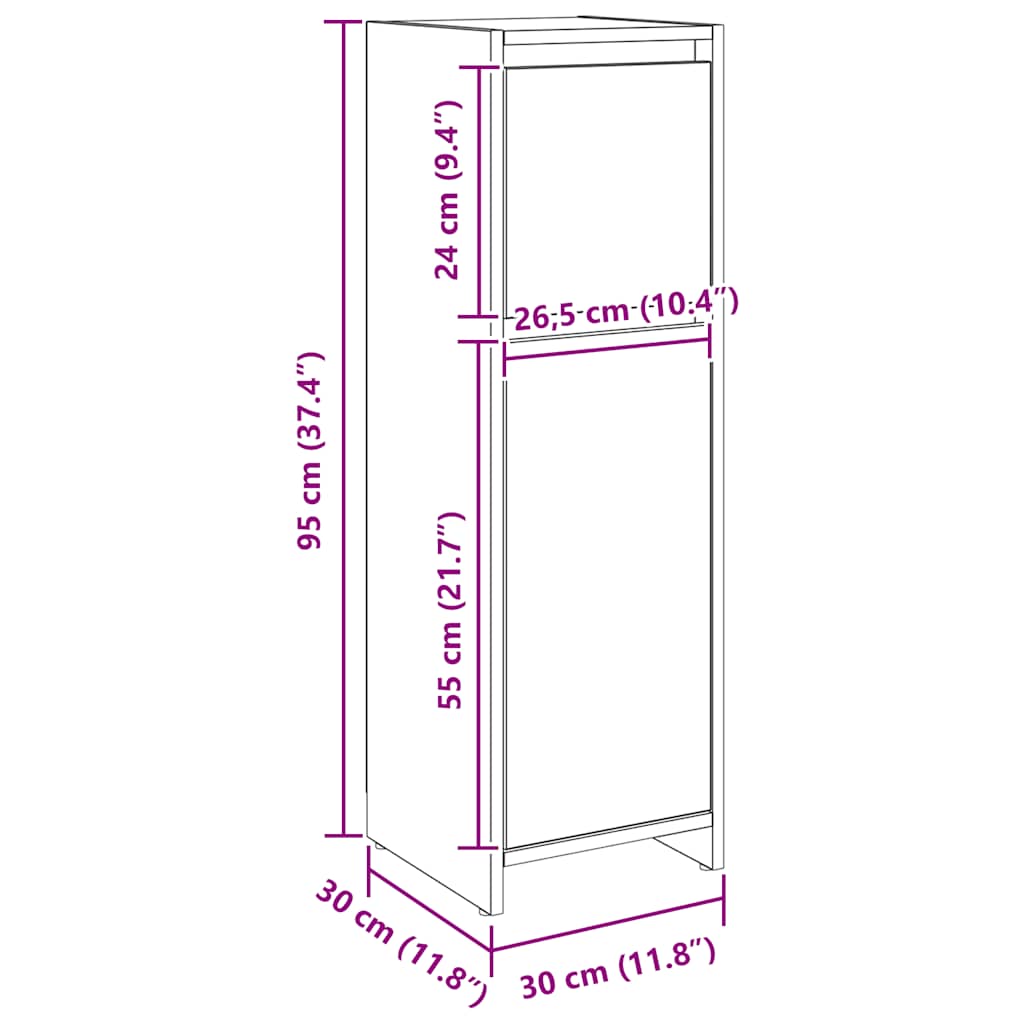 vidaXL Bathroom Cabinet Artisan Oak 30x30x95 cm Engineered Wood