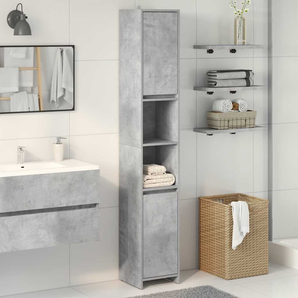 vidaXL Bathroom Cabinet Concrete Grey 30x30x183,5 cm Engineered Wood