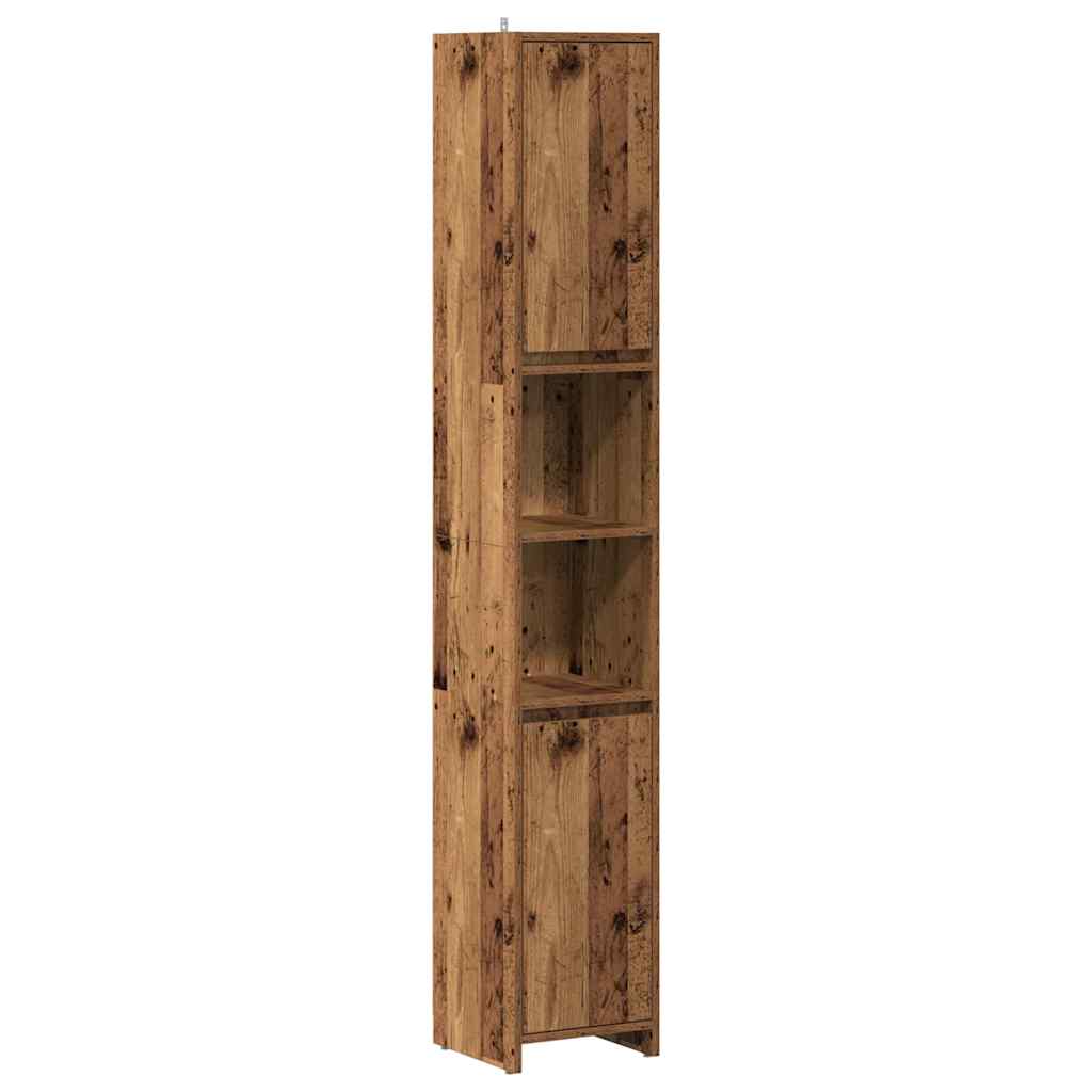 vidaXL Bathroom Cabinet Old Wood 30x30x183,5 cm Engineered Wood