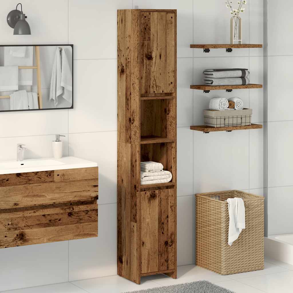 vidaXL Bathroom Cabinet Old Wood 30x30x183,5 cm Engineered Wood