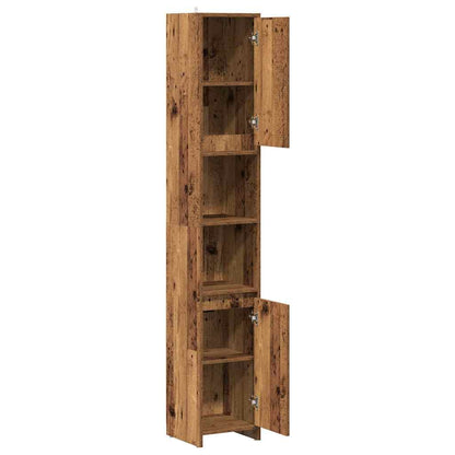 vidaXL Bathroom Cabinet Old Wood 30x30x183,5 cm Engineered Wood