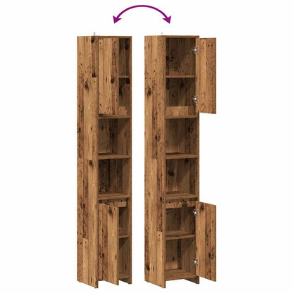 vidaXL Bathroom Cabinet Old Wood 30x30x183,5 cm Engineered Wood