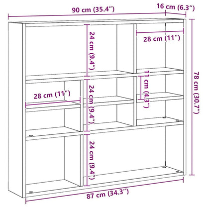vidaXL Wall Shelf Old Wood 90x16x78 cm Engineered Wood
