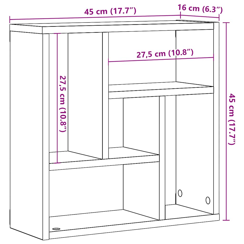 vidaXL Wall Shelf Old Wood 45x16x45 cm Engineered Wood