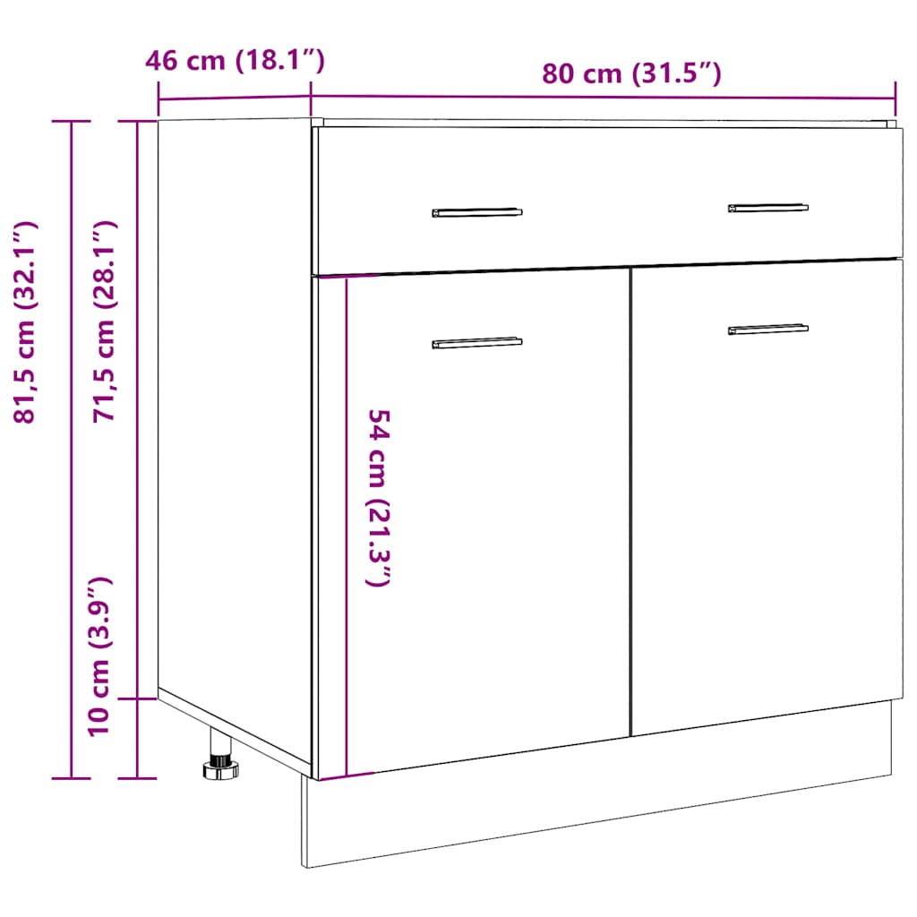 vidaXL Drawer Bottom Cabinet Lyon Concrete Grey 80x46x81.5 cm Engineered Wood