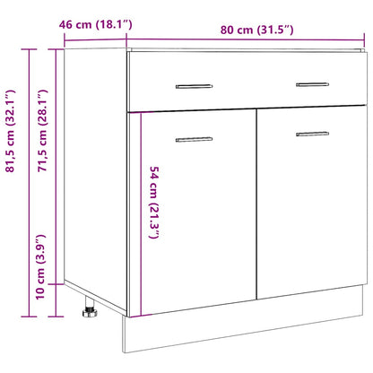 vidaXL Drawer Bottom Cabinet Lyon Concrete Grey 80x46x81.5 cm Engineered Wood