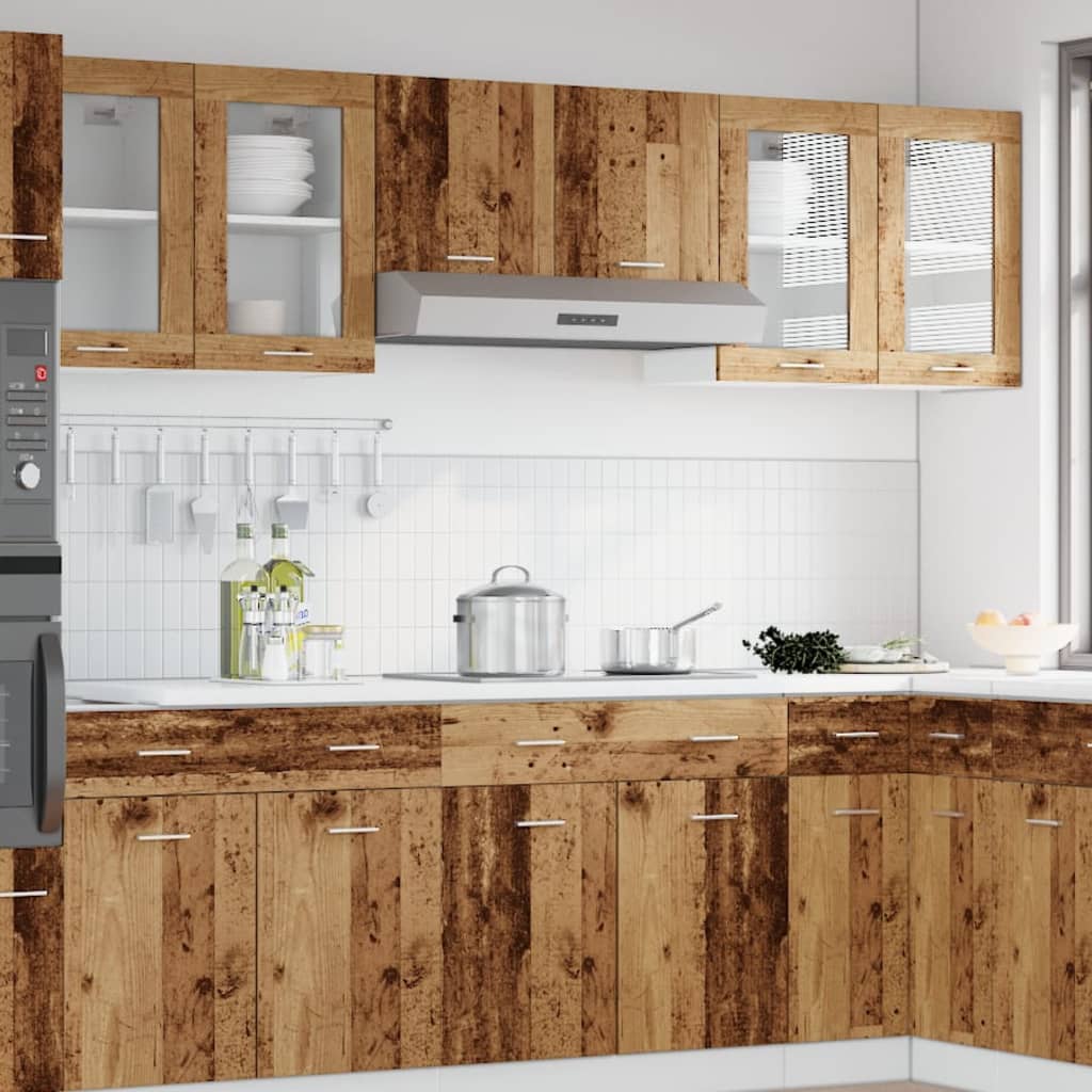 vidaXL Hanging Glass Cabinet Lyon Old Wood 40x31x60 cm Engineered Wood