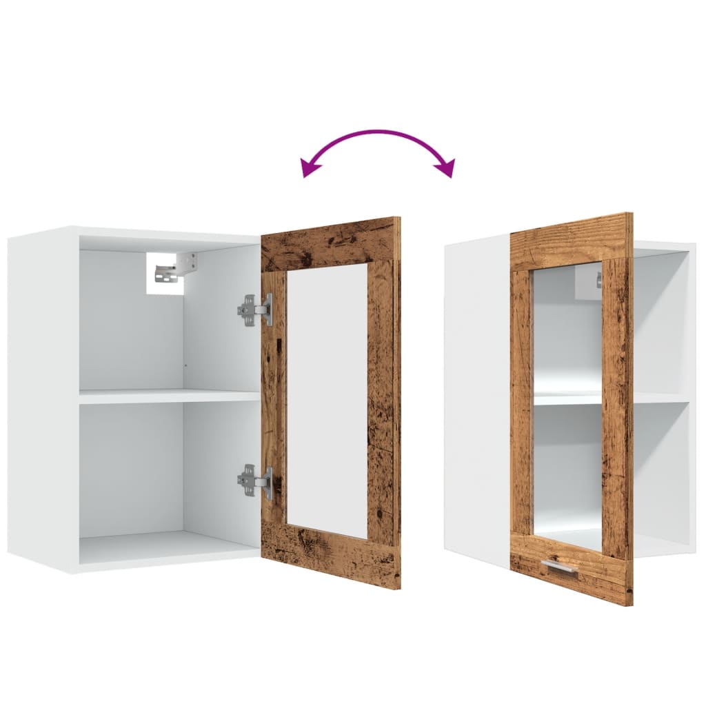 vidaXL Hanging Glass Cabinet Lyon Old Wood 40x31x60 cm Engineered Wood
