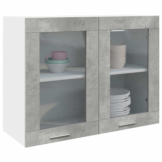 vidaXL Hanging Glass Cabinet "Lyon" Concrete Grey 80x31x60 cm