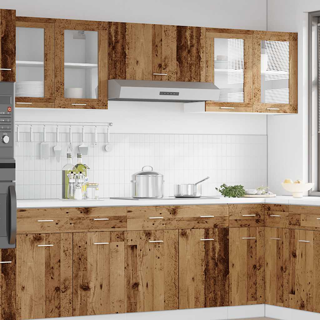 vidaXL Hanging Glass Cabinet Lyon Old Wood 80x31x60 cm Engineered Wood