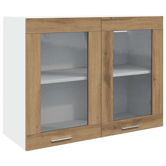 vidaXL Hanging Glass Cabinet "Lyon" Artisan Oak 80x31x60 cm Engineered Wood