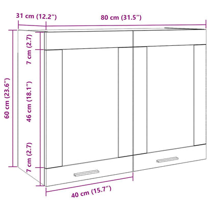 vidaXL Hanging Glass Cabinet Lyon Artisan Oak 80x31x60 cm Engineered Wood