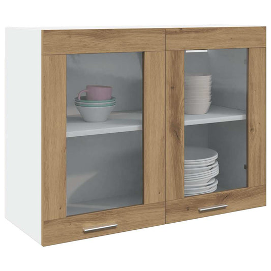 vidaXL Hanging Glass Cabinet "Lyon" Artisan Oak 80x31x60 cm Engineered Wood