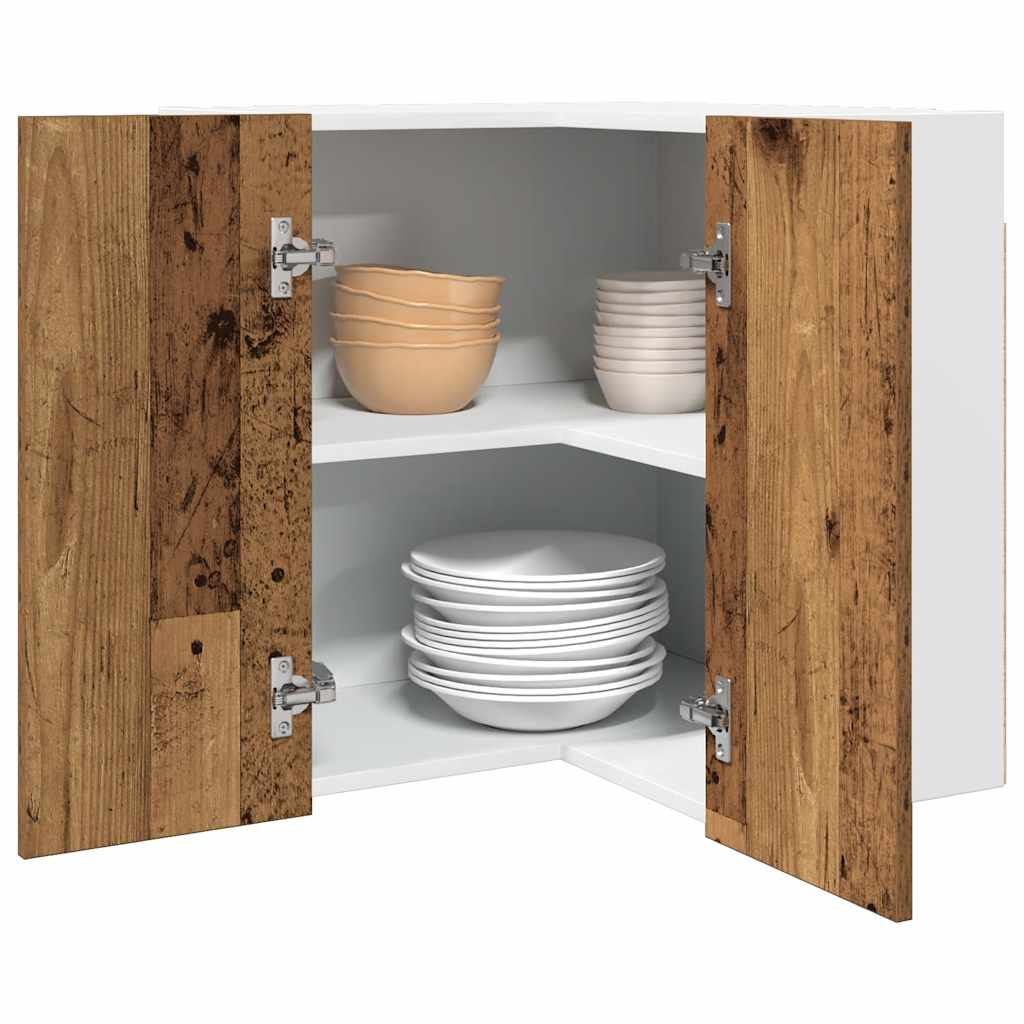 vidaXL Hanging Corner Cabinet Lyon Old Wood 57x57x60 cm Engineered Wood
