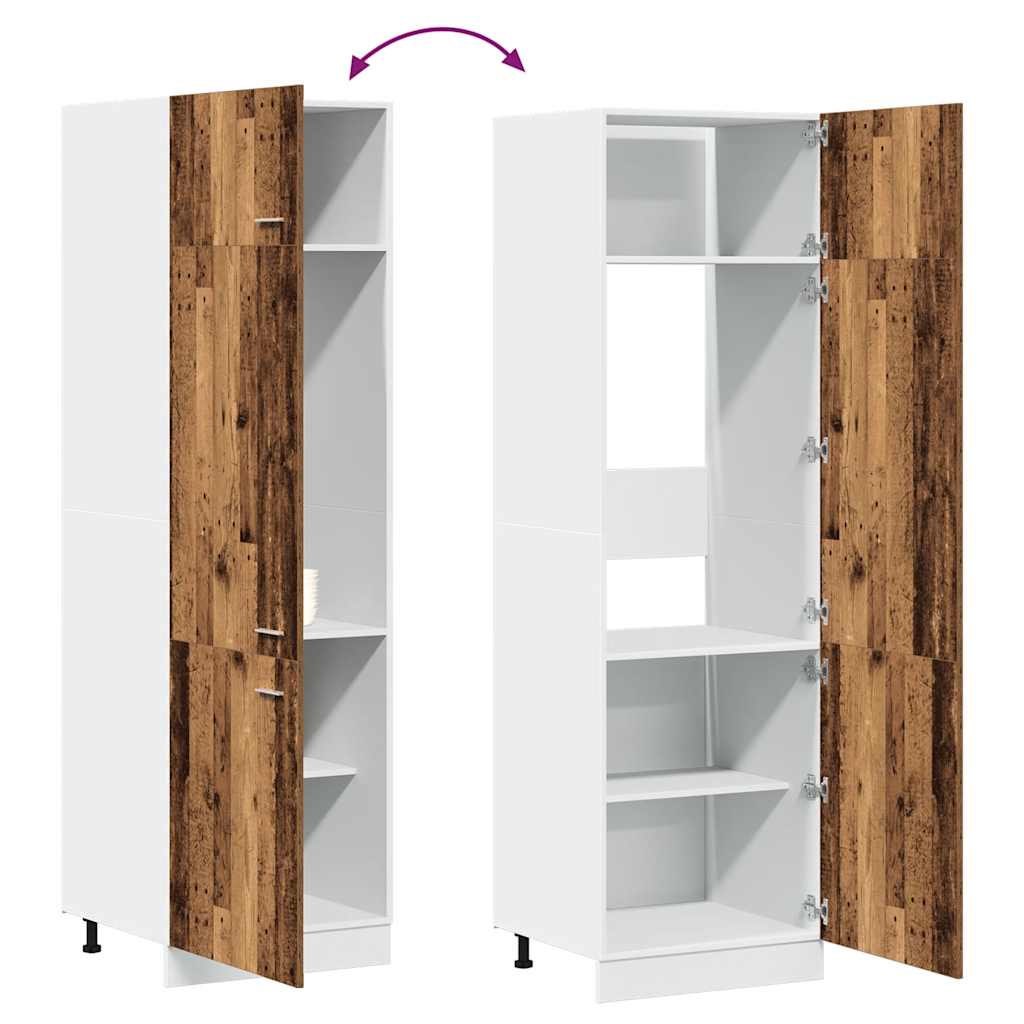 vidaXL Refrigerator Cabinet "Lyon" Old Wood 60x57x207 cm Engineered Wood