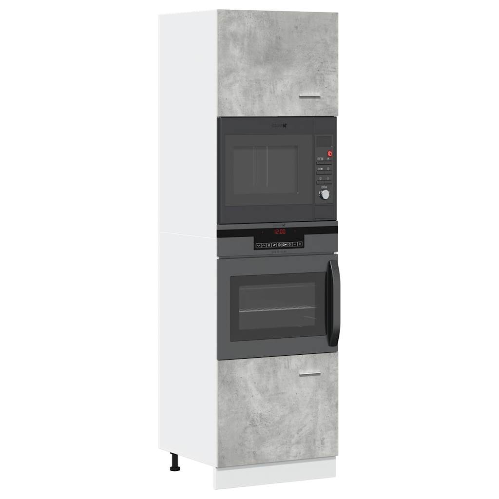 vidaXL Microwave Cabinet Lyon Concrete Grey 60x57x207 cm Engineered Wood