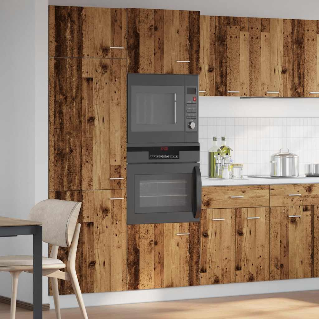 vidaXL Microwave Cabinet Lyon Old Wood 60x57x207 cm Engineered Wood