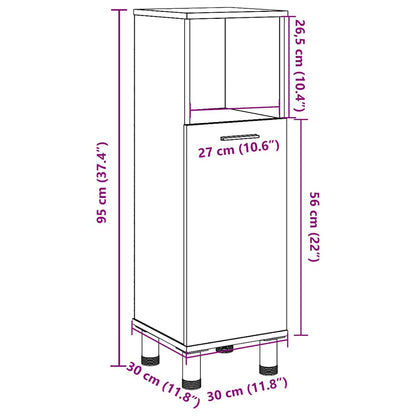 vidaXL Bathroom Cabinet Concrete Grey 30x30x95 cm Engineered Wood