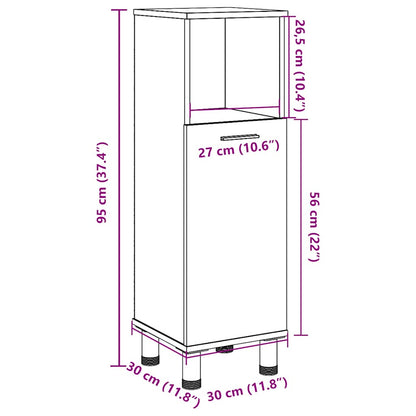vidaXL Bathroom Cabinet Old Wood 30x30x95 cm Engineered Wood