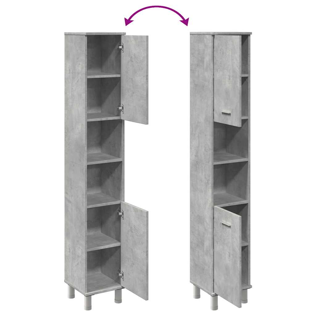 vidaXL Bathroom Cabinet Concrete Grey 30x30x179 cm Engineered Wood