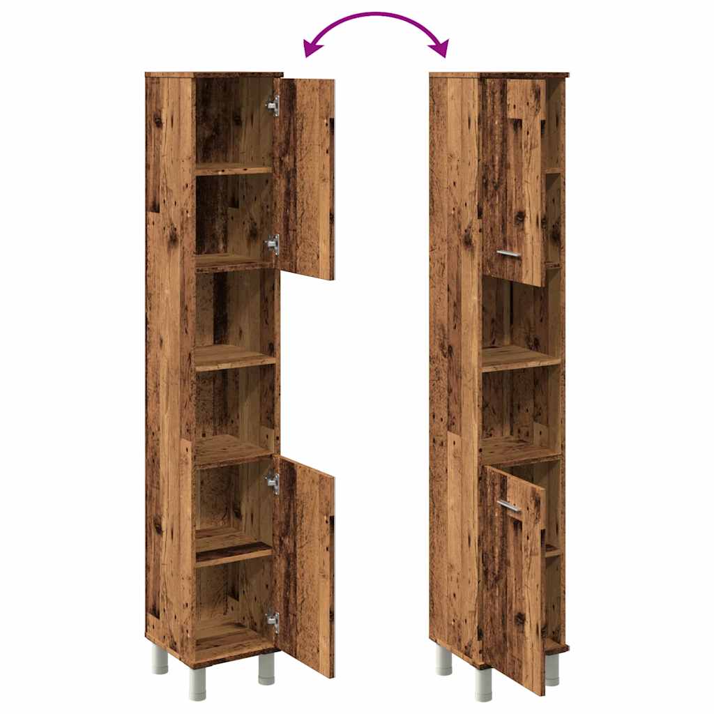 vidaXL Bathroom Cabinet Old Wood 30x30x179 cm Engineered Wood