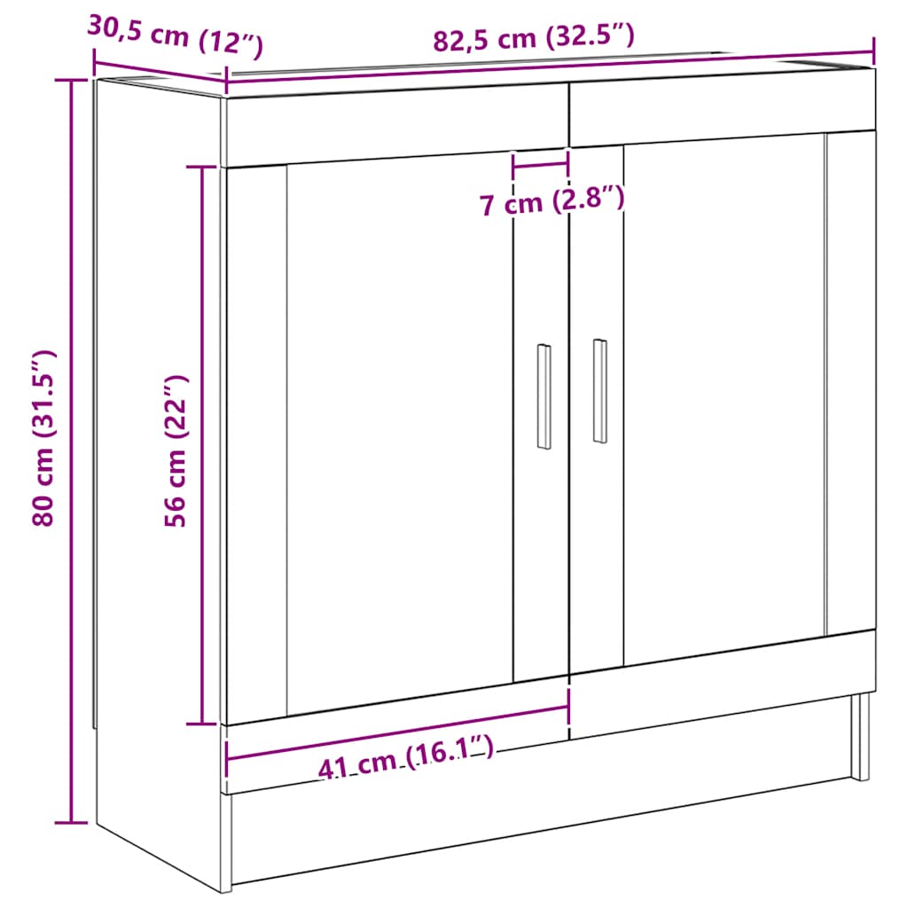 vidaXL Book Cabinet Artisan Oak 82,5x30,5x80 cm Engineered Wood
