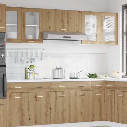 vidaXL Kitchen Wall Cabinet Lyon with Glass Door Artisan Oak 60x31x60 cm