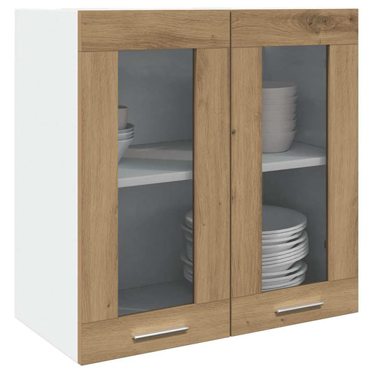 vidaXL Kitchen Wall Cabinet Lyon with Glass Door Artisan Oak 60x31x60 cm