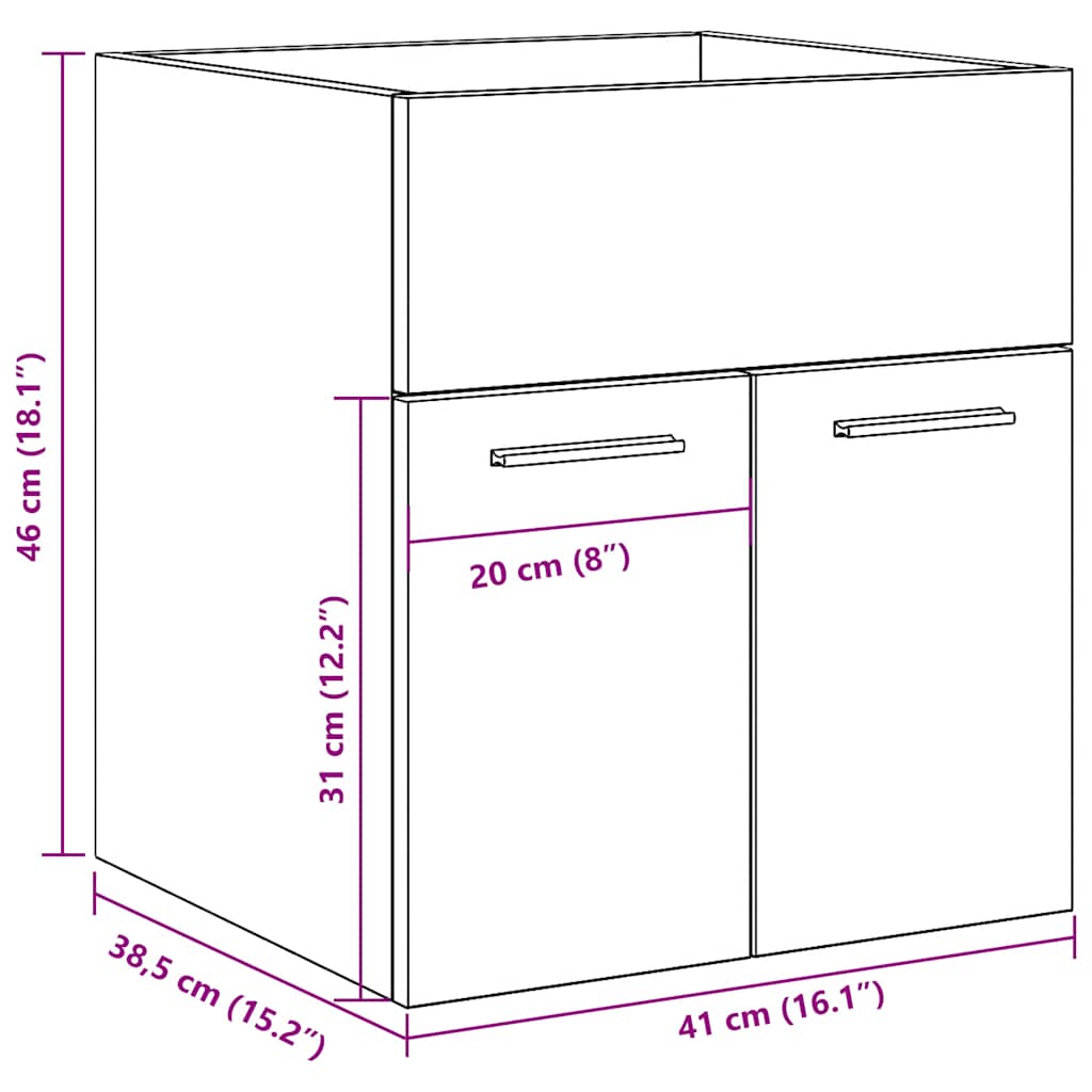 vidaXL Bathroom Sink Cabinet Sonoma Oak 41x38,5x46 cm Engineered Wood