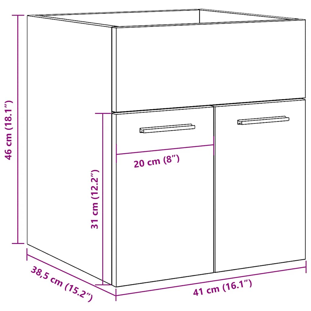 vidaXL Bathroom Sink Cabinet Concrete Grey 41x38.5x46 cm