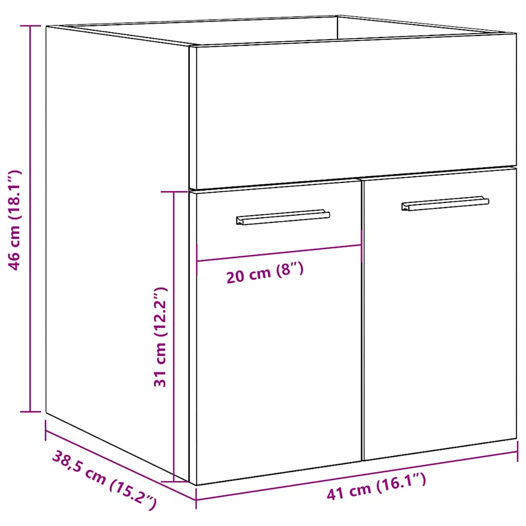 vidaXL Bathroom Sink Cabinet Old Wood 41x38,5x46 cm Engineered Wood