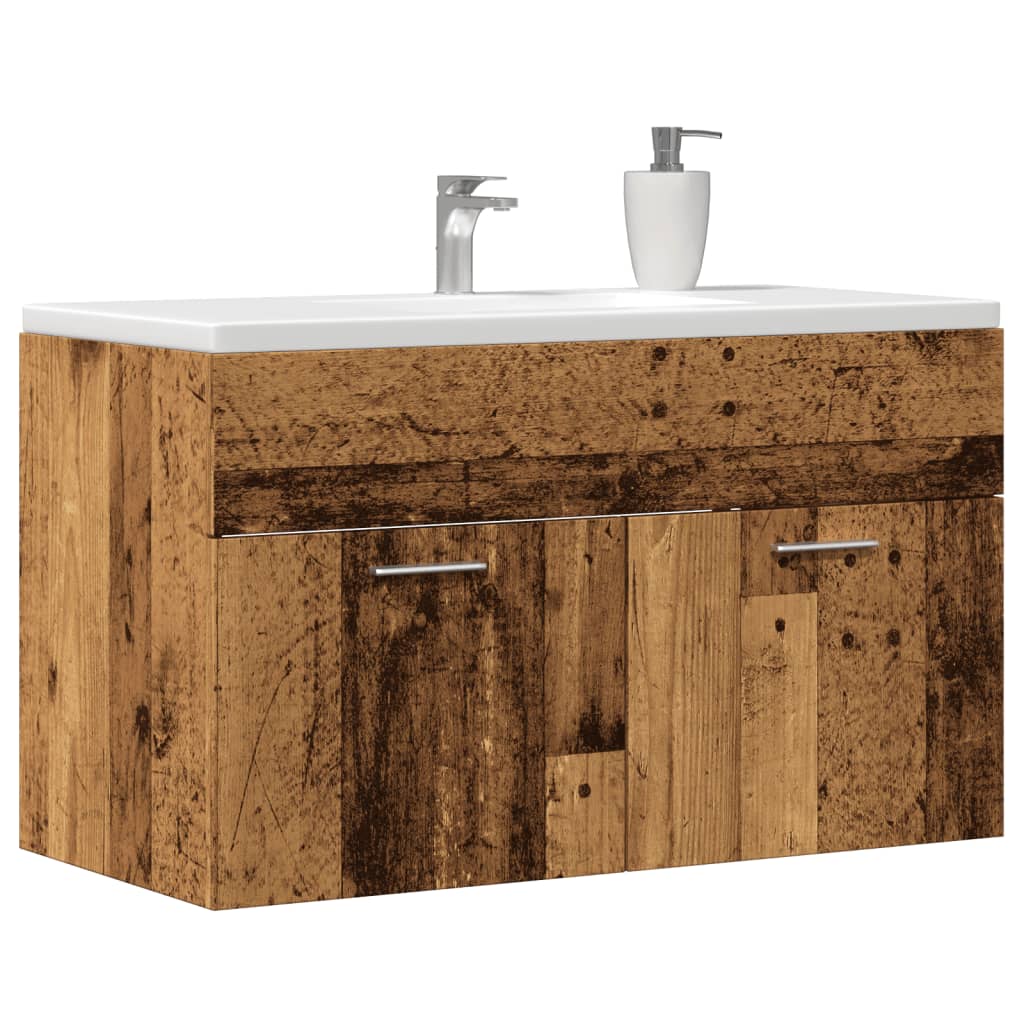 vidaXL Bathroom Sink Cabinet Old Wood 80x38,5x46 cm Engineered Wood