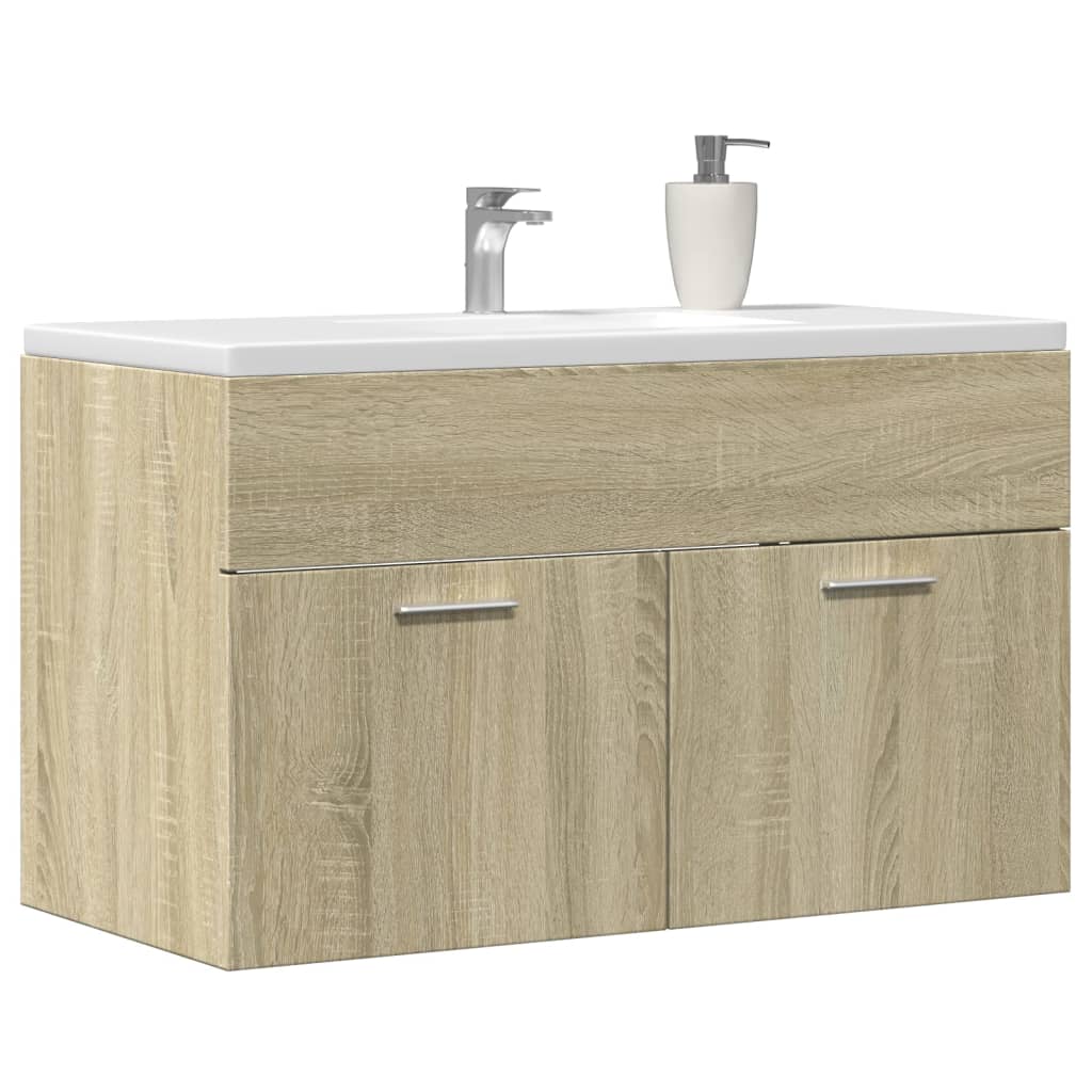 vidaXL Bathroom Sink Cabinet Sonoma Oak 90x38,5x46 cm Engineered Wood