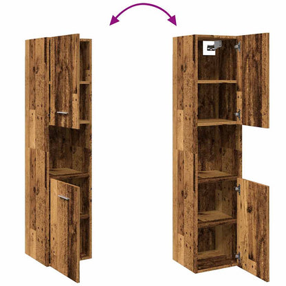 vidaXL Bathroom Hanging Cabinet Old Wood 30x30x130 cm Engineered Wood