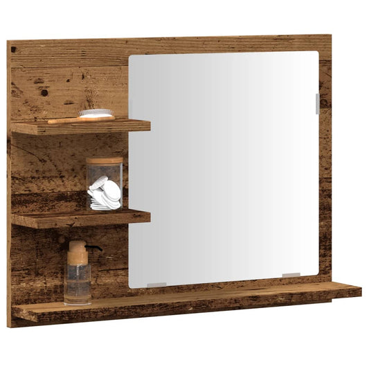vidaXL Bathroom Mirror Cabinet Old Wood 60x10.5x45 cm