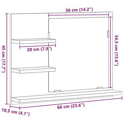 vidaXL Bathroom Mirror Cabinet Artisan Oak 60x10.5x45 cm