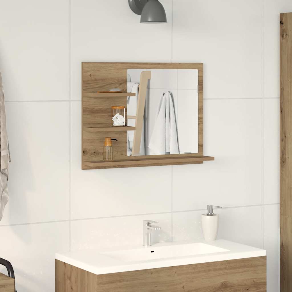 vidaXL Bathroom Mirror Cabinet Artisan Oak 60x10,5x45 cm