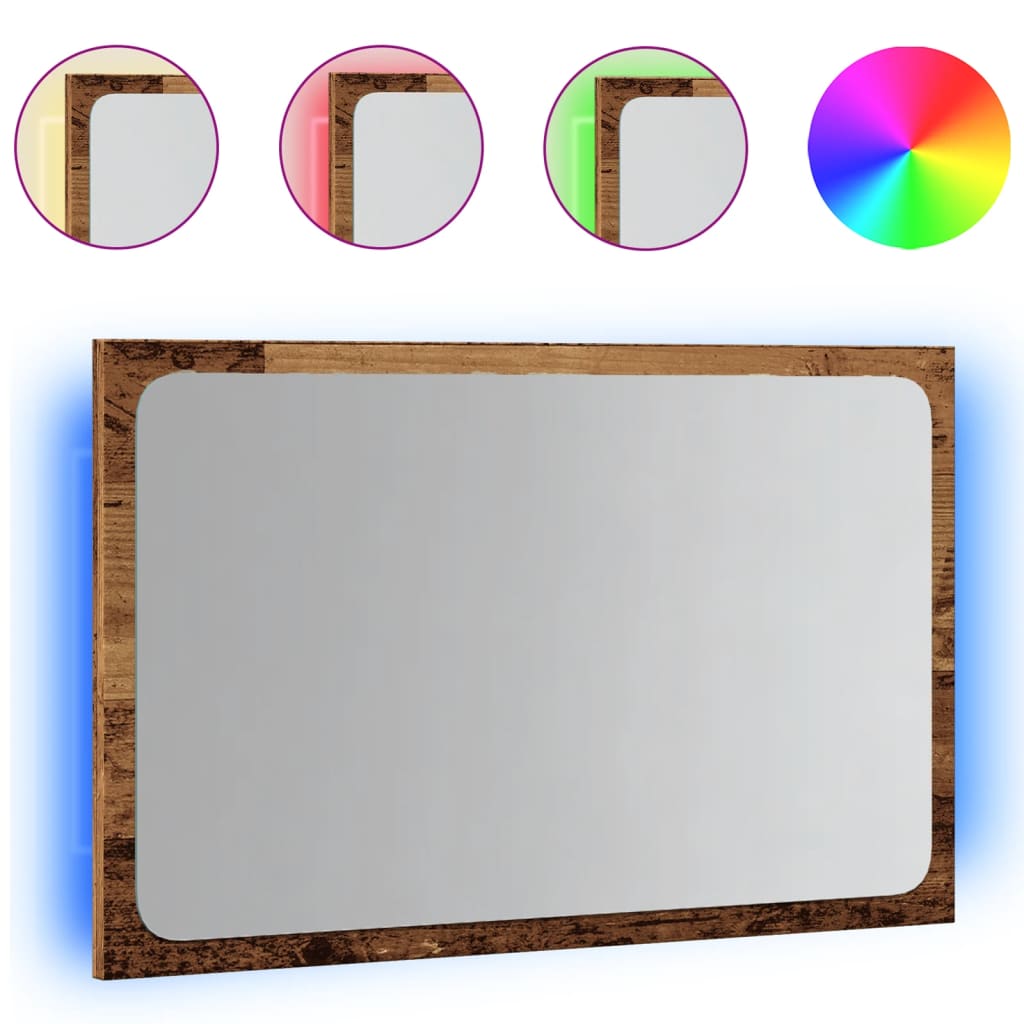 vidaXL Bathroom Mirror with LED Light Old Wood 60x8,5x38 cm