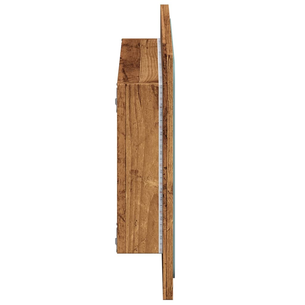 vidaXL Bathroom Mirror with LED Light Old Wood 60x8.5x38 cm