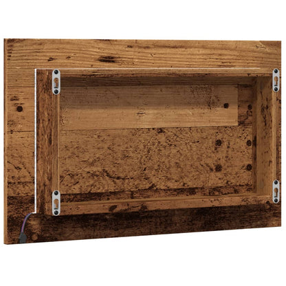 vidaXL Bathroom Mirror with LED Light Old Wood 60x8.5x38 cm