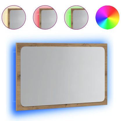 vidaXL Bathroom Mirror with LED Light Artisan Oak 60x8,5x38 cm