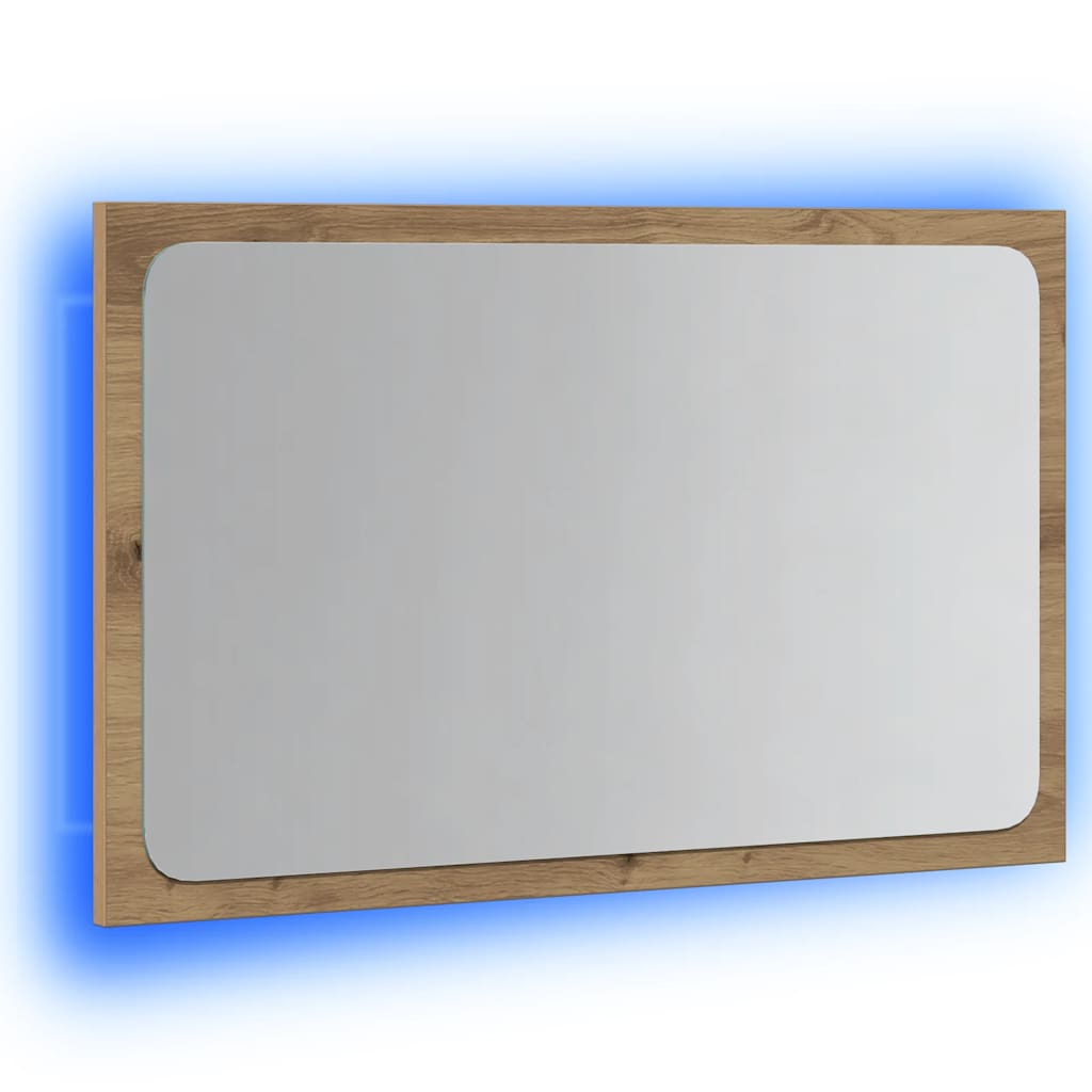 vidaXL Bathroom Mirror with LED Light Artisan Oak 60x8.5x38 cm