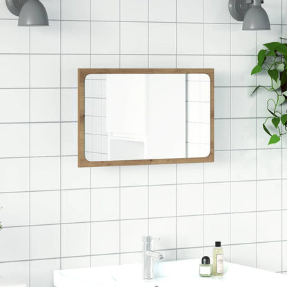 vidaXL Bathroom Mirror with LED Light Artisan Oak 60x8.5x38 cm