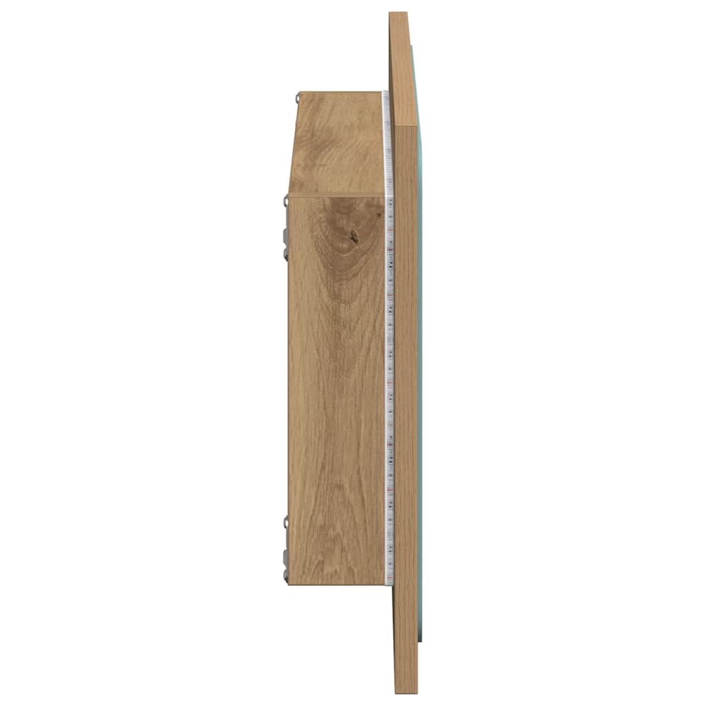 vidaXL Bathroom Mirror with LED Light Artisan Oak 60x8.5x38 cm