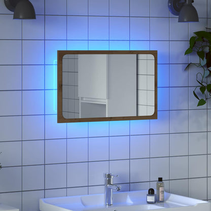 vidaXL Bathroom Mirror with LED Light Artisan Oak 60x8,5x38 cm