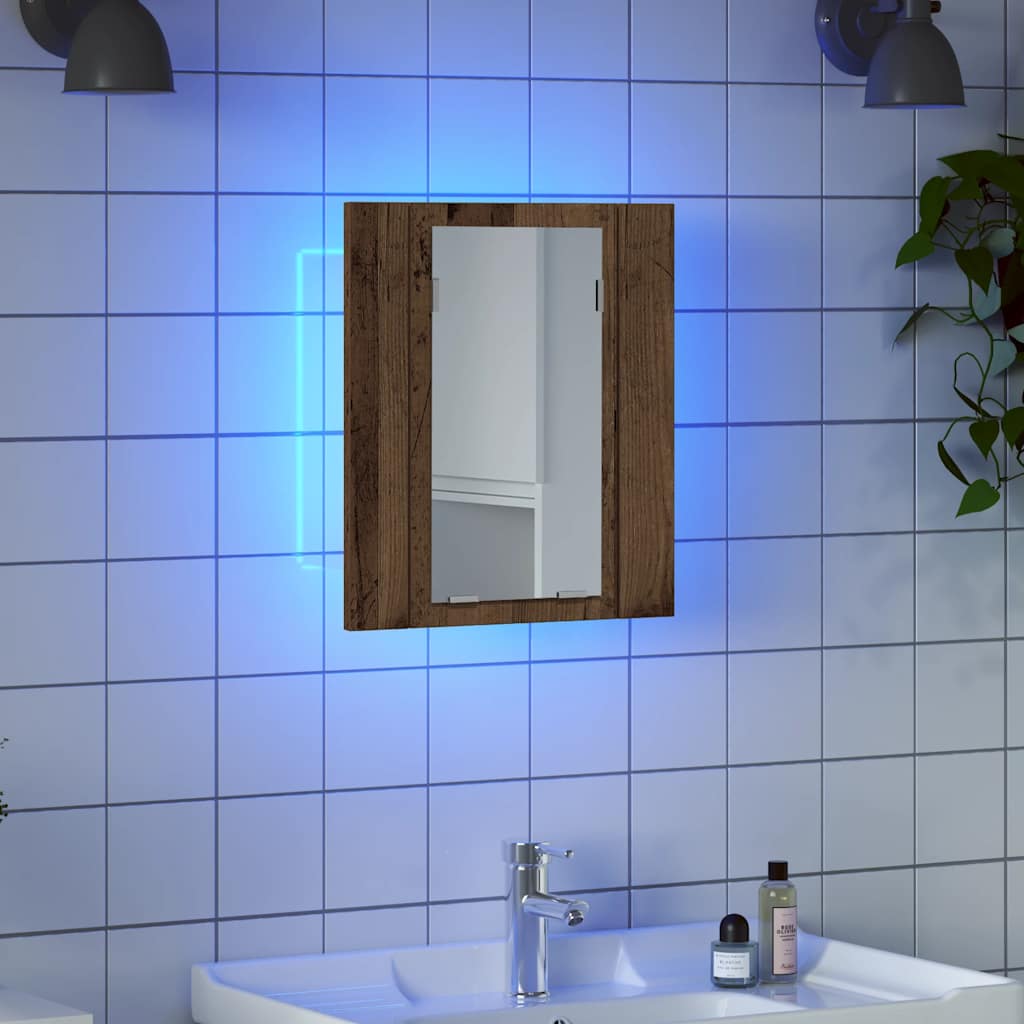 vidaXL LED Bathroom Mirror Cabinet Old Wood 40x12x45cm Engineered Wood