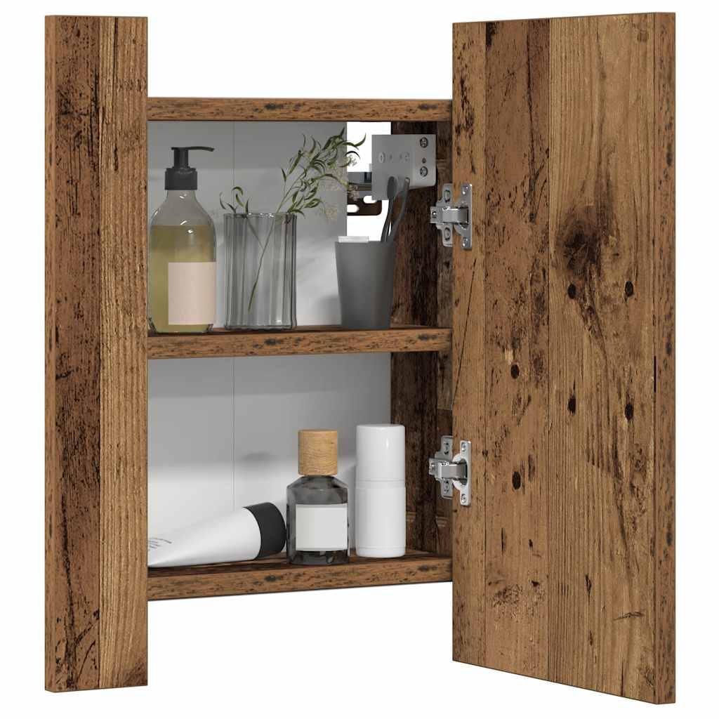 vidaXL LED Bathroom Mirror Cabinet Old Wood 40x12x45cm Engineered Wood